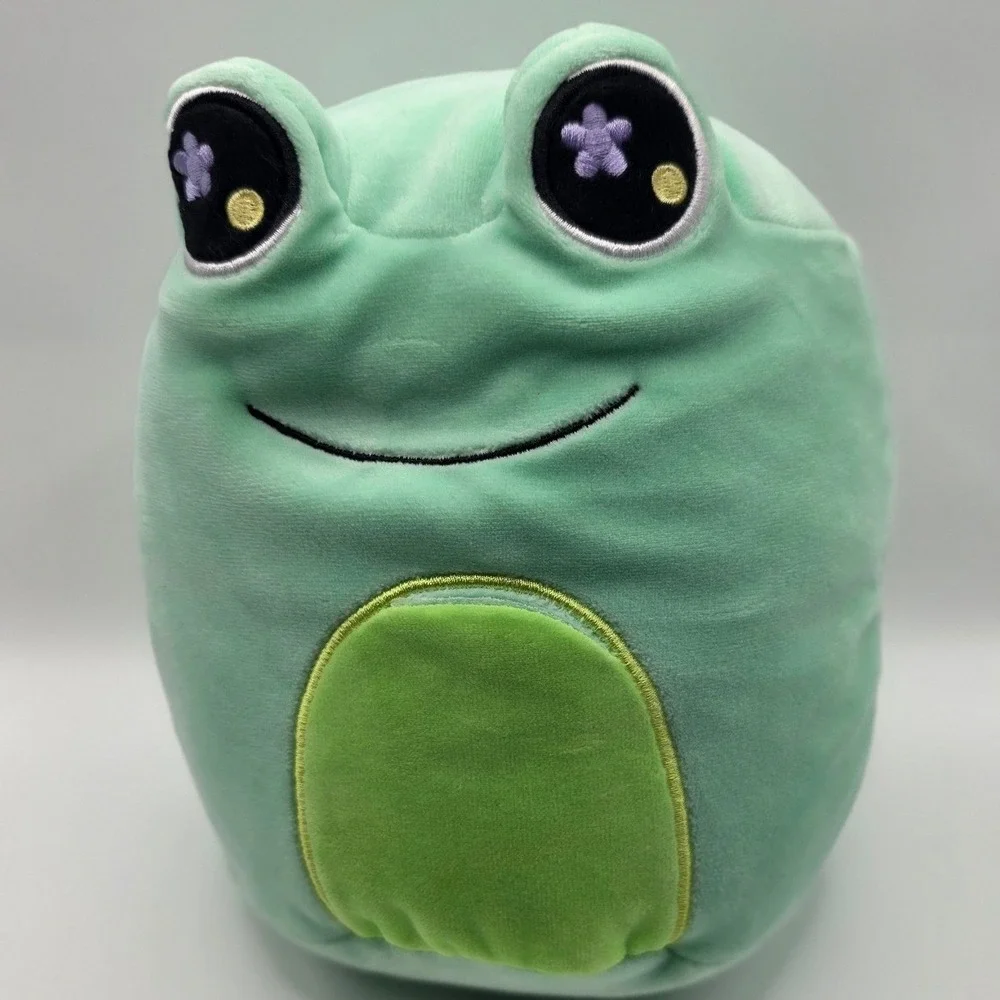 Aurora Plush Frog Mint Green Flower Eyes Squishy Stuffed Animal 6in W x 7in L